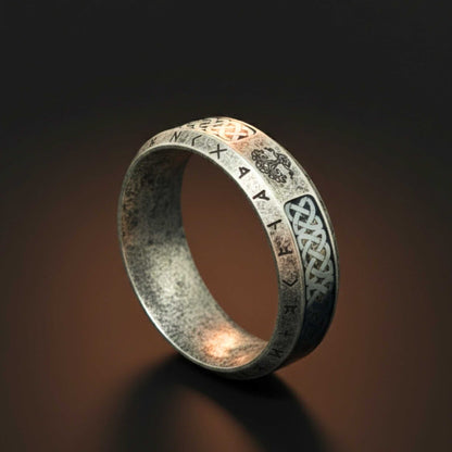 AUREX RUNE - Oxidized Steel - Pure Stainless Steel Men’s Steel - Plated Ring (Size : 17-26) — Rings for Men | THE MEN THING