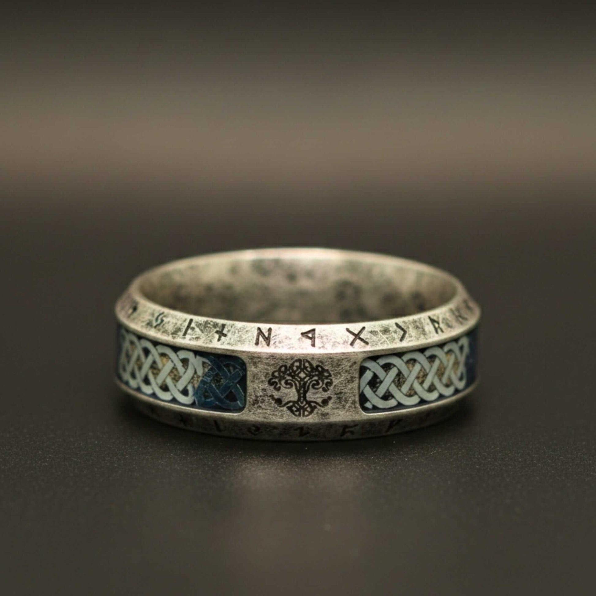 AUREX RUNE - Oxidized Steel - Pure Stainless Steel Men’s Steel - Plated Ring (Size : 17-26) — Rings for Men | THE MEN THING