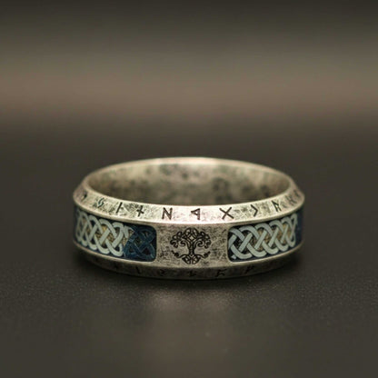 AUREX RUNE - Oxidized Steel - Pure Stainless Steel Men’s Steel - Plated Ring (Size : 17-26) — Rings for Men | THE MEN THING
