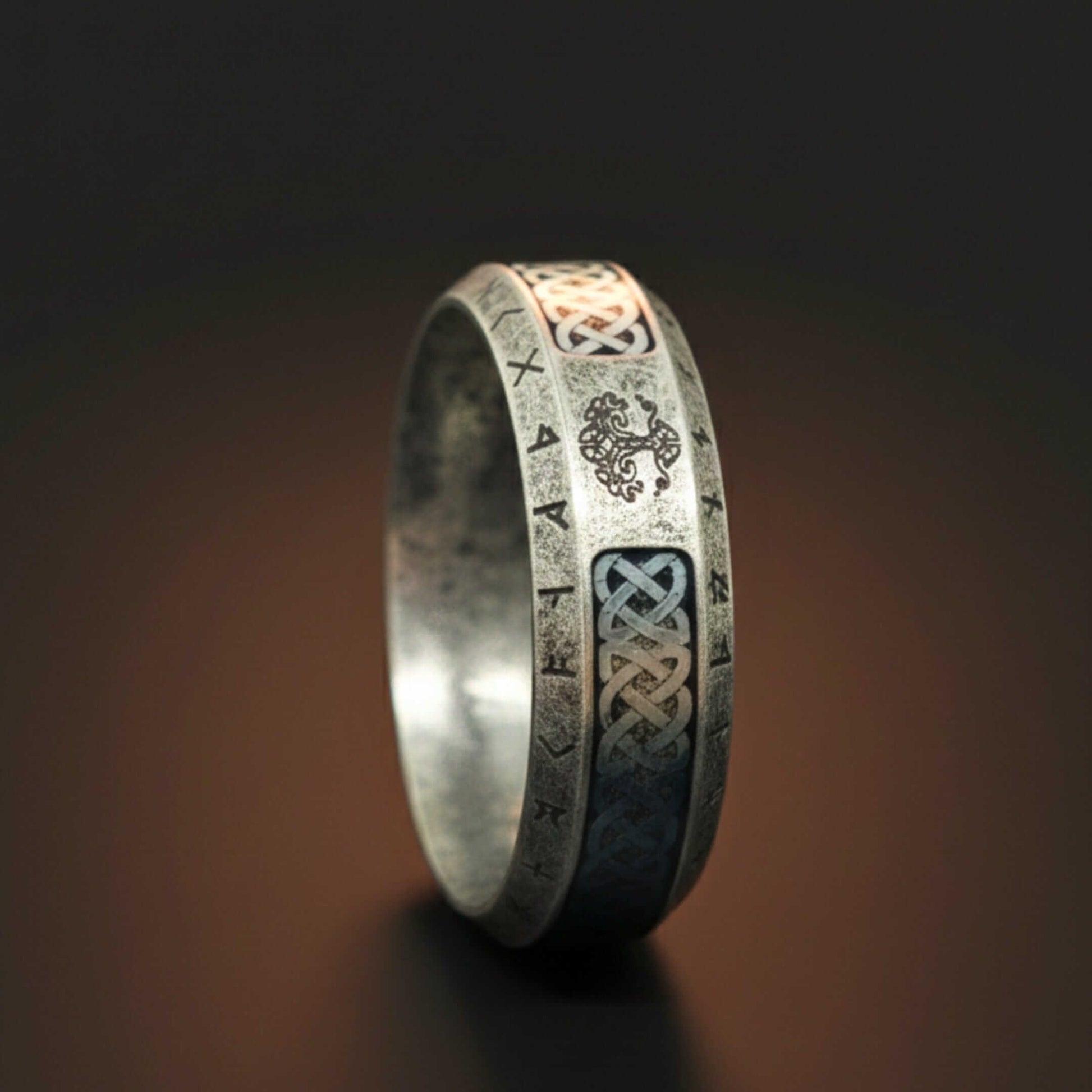 AUREX RUNE - Oxidized Steel - Pure Stainless Steel Men’s Steel - Plated Ring (Size : 17-26) — Rings for Men | THE MEN THING