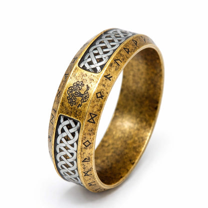 AUREX RUNE - Pure Stainless Steel Men’s Antique Golden - Plated Ring (Size : 17-22-26) — Rings for Men | THE MEN THING