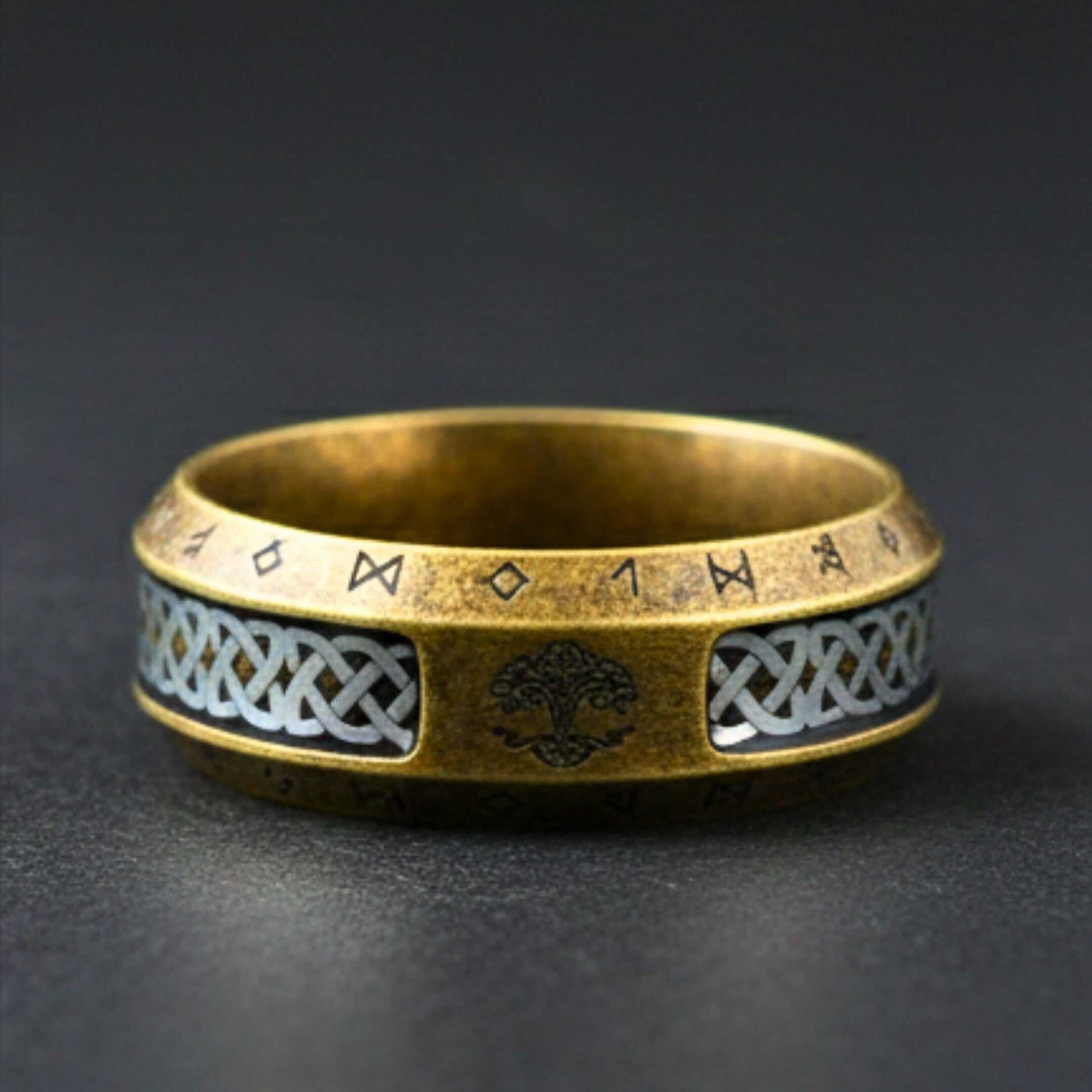 AUREX RUNE - Pure Stainless Steel Men’s Antique Golden - Plated Ring (Size : 17-22-26) — Rings for Men | THE MEN THING