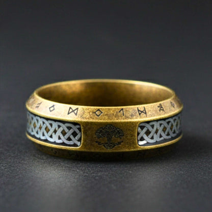 AUREX RUNE - Pure Stainless Steel Men’s Antique Golden - Plated Ring (Size : 17-22-26) — Rings for Men | THE MEN THING