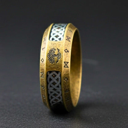 AUREX RUNE - Pure Stainless Steel Men’s Antique Golden - Plated Ring (Size : 17-22-26) — Rings for Men | THE MEN THING