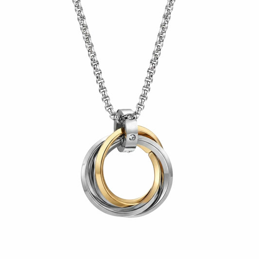 AUREX TRINITY LOOP - 25mm Pure Titanium Steel Pendant with 23inch Round Box 4mm Chain for Men & Boys - THE MEN THING