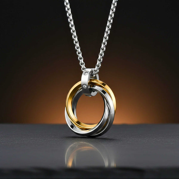 AUREX TRINITY LOOP - 25mm Pure Titanium Steel Pendant with 23inch Round Box 4mm Chain for Men & Boys
