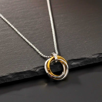 AUREX TRINITY LOOP - 25mm Pure Titanium Steel Pendant with 23inch Round Box 4mm Chain for Men & Boys - THE MEN THING