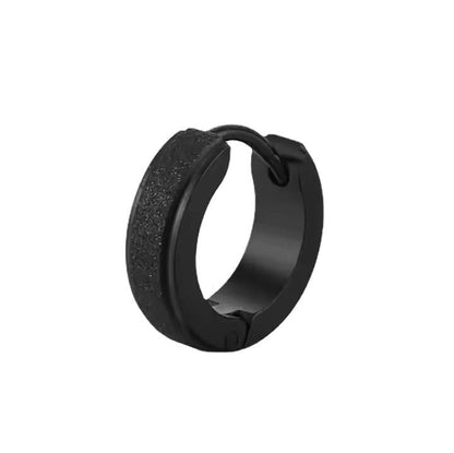 AURORA BLACK - 5mm Titanium Steel Hoop Earrings for Men & Boys (2 Pcs) - THE MEN THING