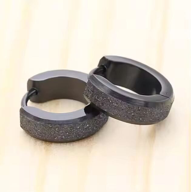AURORA BLACK - 5mm Titanium Steel Hoop Earrings for Men & Boys (2 Pcs) - THE MEN THING