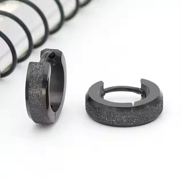 AURORA BLACK - 5mm Titanium Steel Hoop Earrings for Men & Boys (2 Pcs) - THE MEN THING