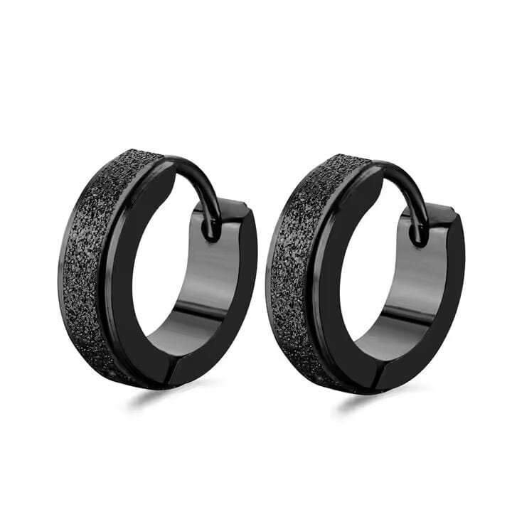 AURORA BLACK - 5mm Titanium Steel Hoop Earrings for Men & Boys (2 Pcs) - THE MEN THING