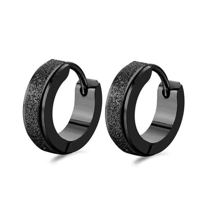 AURORA BLACK - 5mm Titanium Steel Hoop Earrings for Men & Boys (2 Pcs) - THE MEN THING