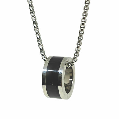 AURORA CORE - Black 21mm Titanium Steel Pendant with 24inch Round Box 4mm Chain for Men & Boys - THE MEN THING