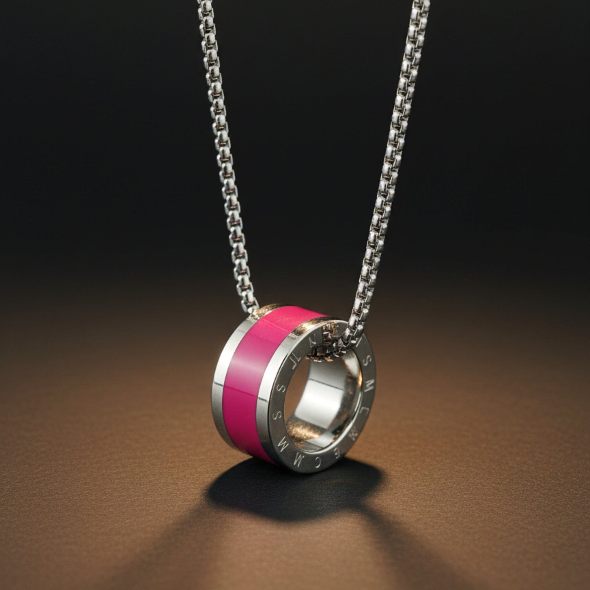 AURORA CORE - Bright Cherry-Red 21mm Titanium Steel Pendant with 24inch Round Box 4mm Chain for Men & Boys - THE MEN THING