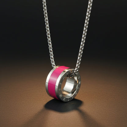 AURORA CORE - Bright Cherry-Red 21mm Titanium Steel Pendant with 24inch Round Box 4mm Chain for Men & Boys - THE MEN THING