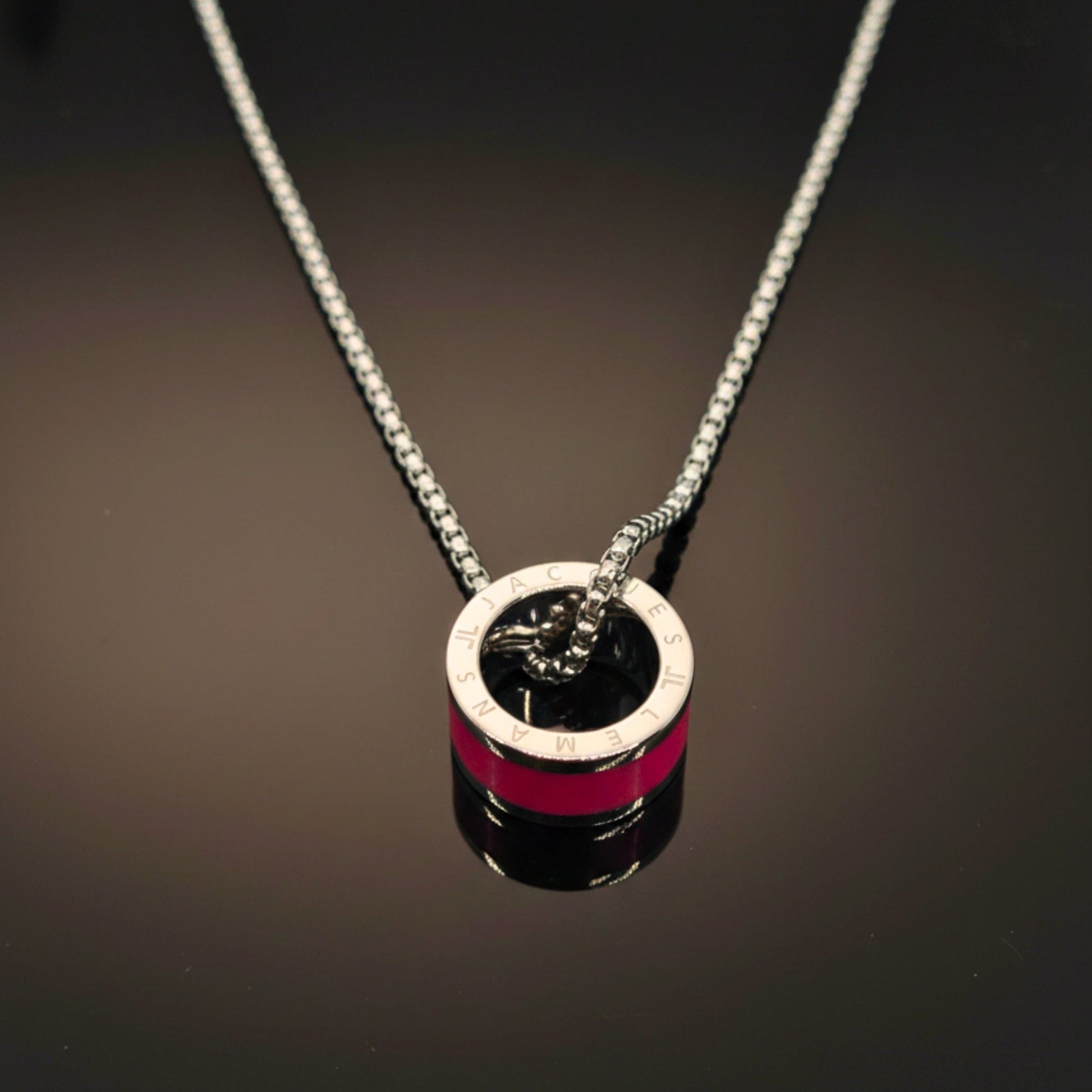 AURORA CORE - Bright Cherry-Red 21mm Titanium Steel Pendant with 24inch Round Box 4mm Chain for Men & Boys - THE MEN THING
