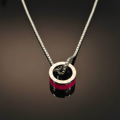 AURORA CORE - Bright Cherry-Red 21mm Titanium Steel Pendant with 24inch Round Box 4mm Chain for Men & Boys - THE MEN THING