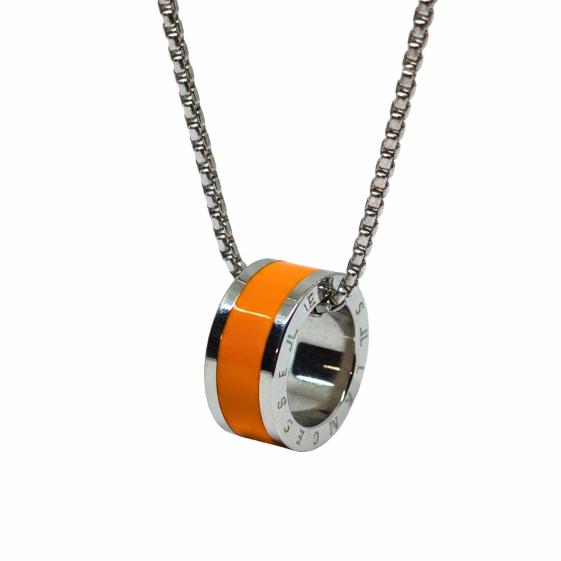 AURORA CORE - Orange 21mm Titanium Steel Pendant with 24inch Round Box 4mm Chain for Men & Boys - THE MEN THING