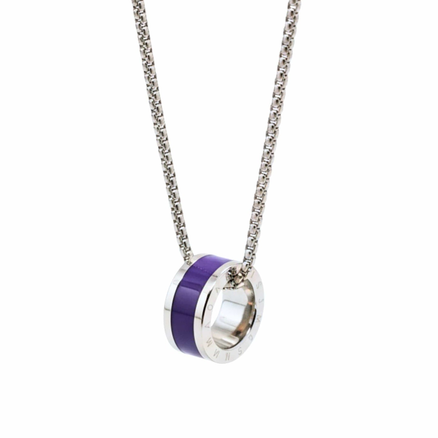 AURORA CORE - Purple 21mm Titanium Steel Pendant with 24inch Round Box 4mm Chain for Men & Boys - THE MEN THING