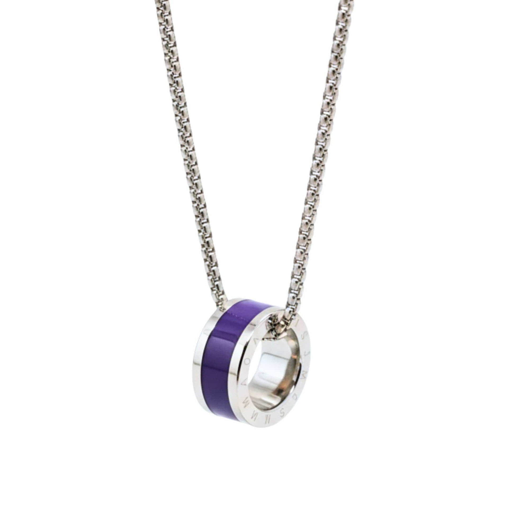 AURORA CORE - Purple 21mm Titanium Steel Pendant with 24inch Round Box 4mm Chain for Men & Boys - THE MEN THING
