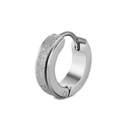 AURORA SILVER - 5mm Titanium Steel Hoop Earrings for Men & Boys (2 Pcs) - THE MEN THING