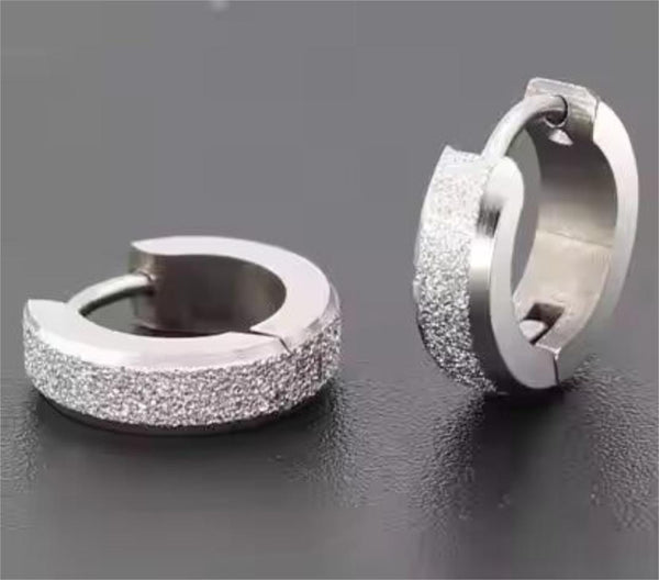 AURORA SILVER - 5mm Titanium Steel Hoop Earrings for Men & Boys (2 Pcs)