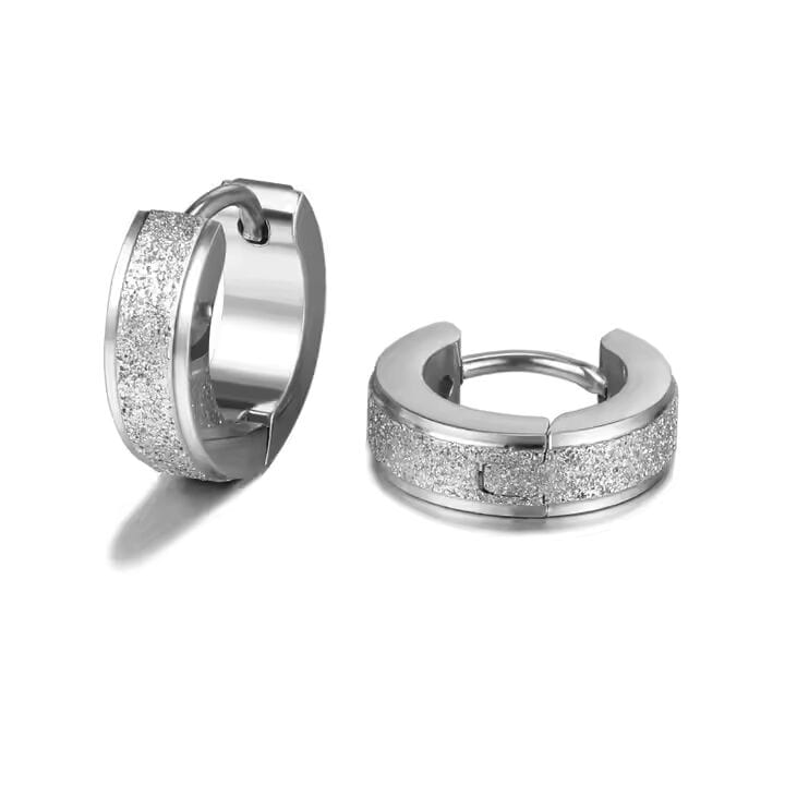 AURORA SILVER - 5mm Titanium Steel Hoop Earrings for Men & Boys (2 Pcs) - THE MEN THING