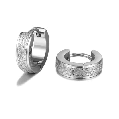 AURORA SILVER - 5mm Titanium Steel Hoop Earrings for Men & Boys (2 Pcs) - THE MEN THING