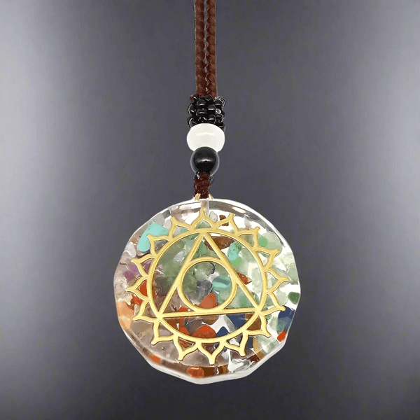 AURORA TRIANGLE - Natural Crystal necklace with 30 inch Adjustable Rope Chain for Men & Boys