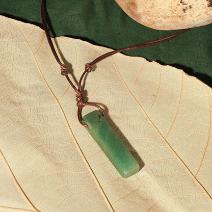 AVENTURINE MIRAGE - Natural Crystal Unshaped Pendant with Adjustable Rope Chain for Men and Boys - THE MEN THING