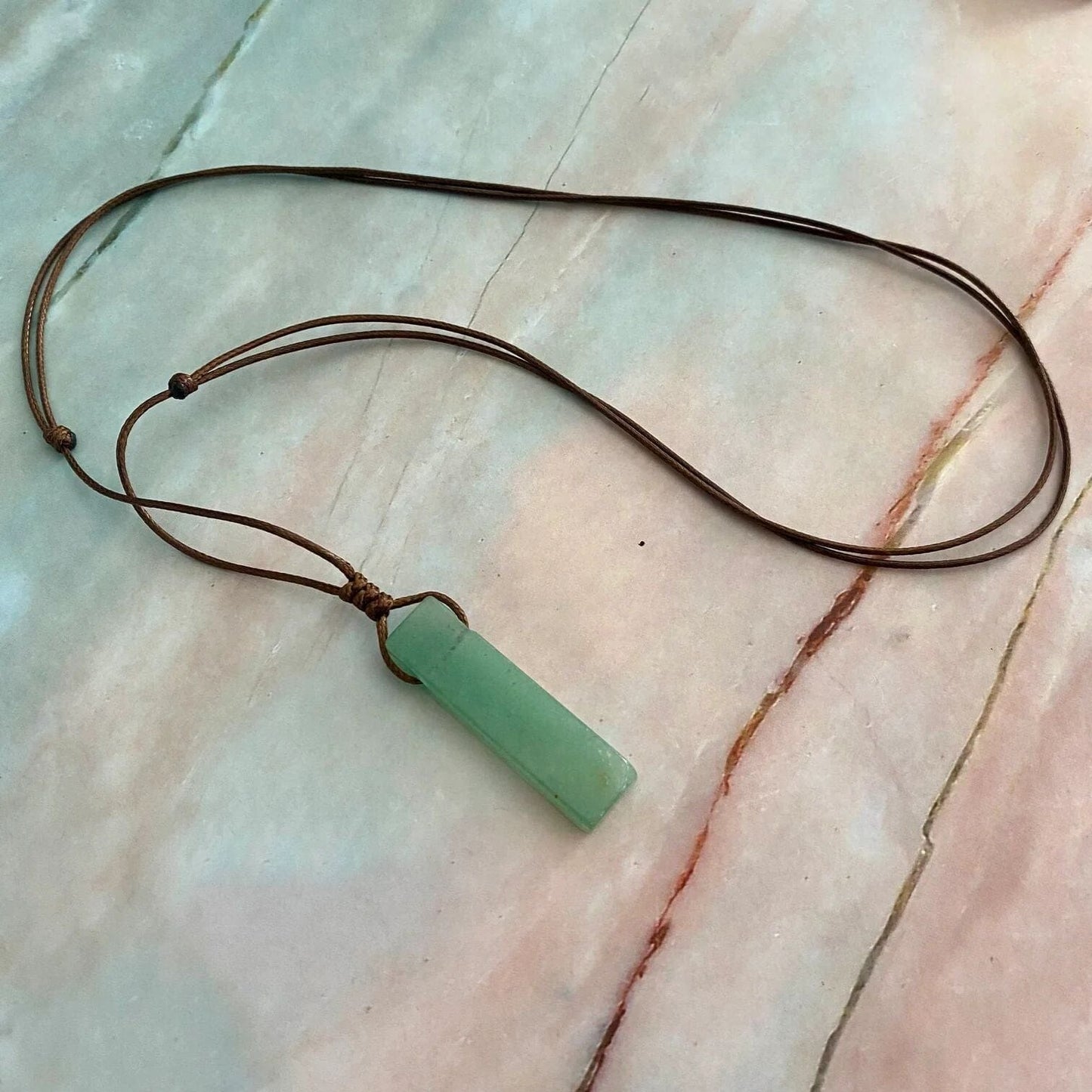 AVENTURINE MIRAGE - Natural Crystal Unshaped Pendant with Adjustable Rope Chain for Men and Boys - THE MEN THING