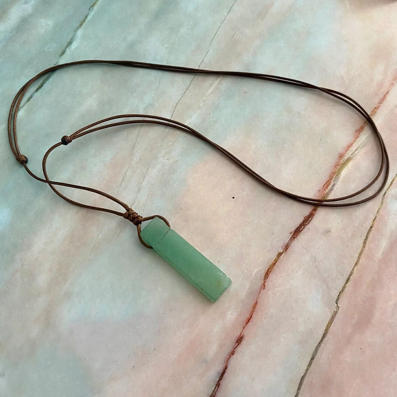AVENTURINE MIRAGE - Natural Crystal Unshaped Pendant with Adjustable Rope Chain for Men and Boys - THE MEN THING