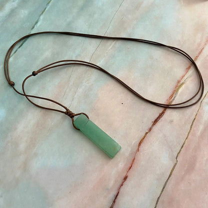 AVENTURINE MIRAGE - Natural Crystal Unshaped Pendant with Adjustable Rope Chain for Men and Boys - THE MEN THING