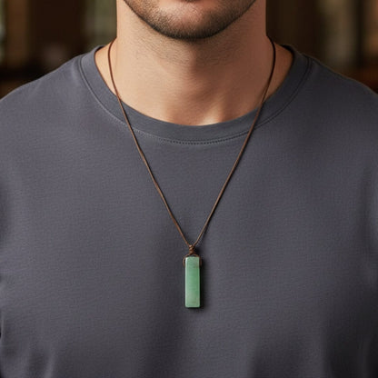 AVENTURINE MIRAGE - Natural Crystal Unshaped Pendant with Adjustable Rope Chain for Men and Boys - THE MEN THING