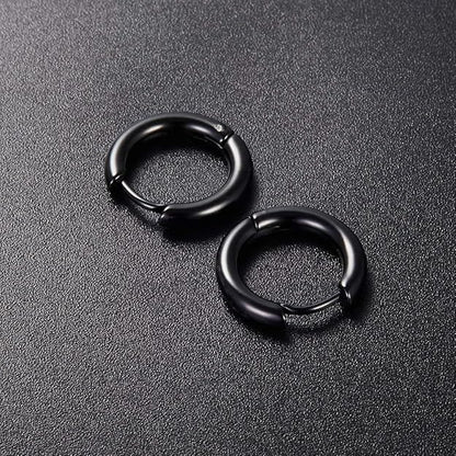 AVOR BLACK - Titanium Steel Hoop Earrings for Men & Boys (16MM to 8 MM) (2 Pcs) - THE MEN THING