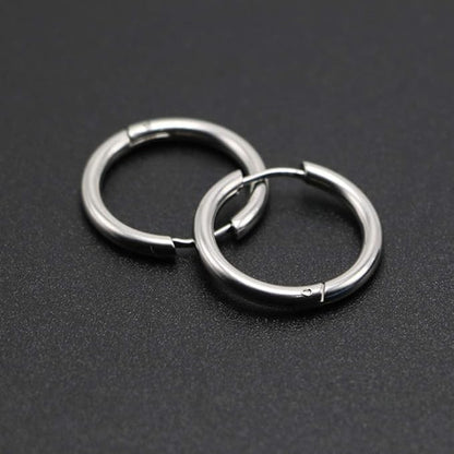 AVOR SILVER - Titanium Steel Hoop Earrings for Men & Boys (16MM to 8 MM) (2 Pcs) - THE MEN THING