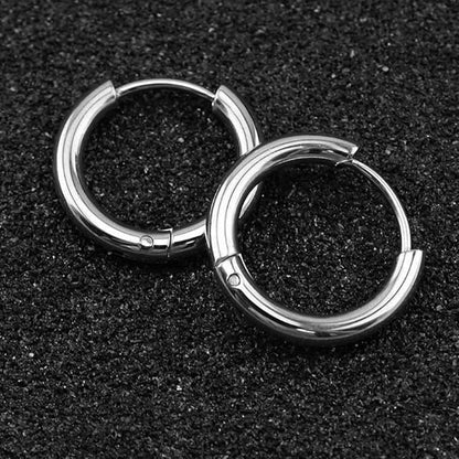 AVOR SILVER - Titanium Steel Hoop Earrings for Men & Boys (16MM to 8 MM) (2 Pcs) - THE MEN THING