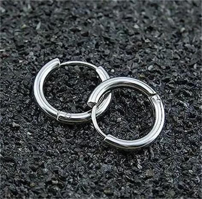 AVOR SILVER - Titanium Steel Hoop Earrings for Men & Boys (16MM to 8 MM) (2 Pcs) - THE MEN THING