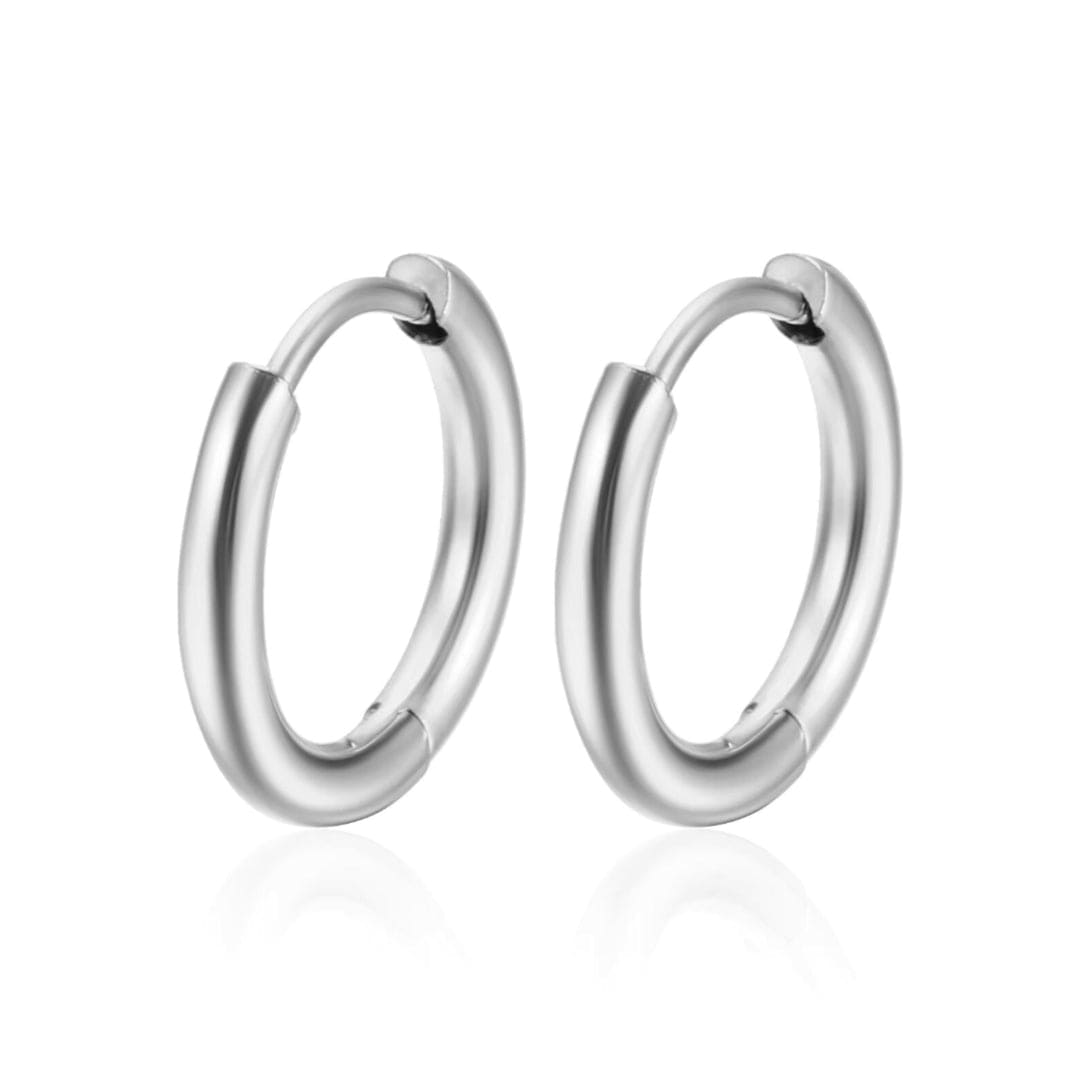 AVOR SILVER - Titanium Steel Hoop Earrings for Men & Boys (16MM to 8 MM) (2 Pcs) - THE MEN THING