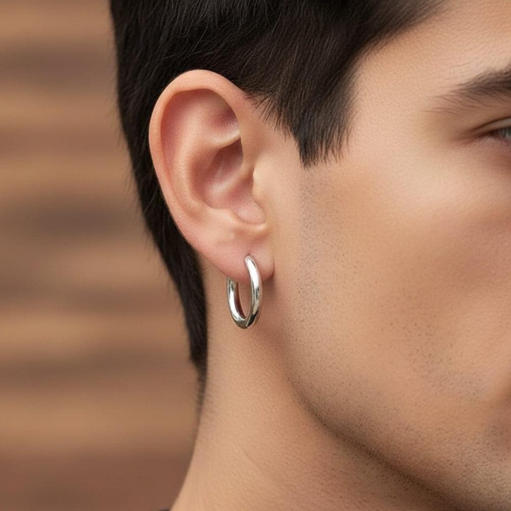 AVOR SILVER - Titanium Steel Hoop Earrings for Men & Boys (16MM to 8 MM) (2 Pcs) - THE MEN THING