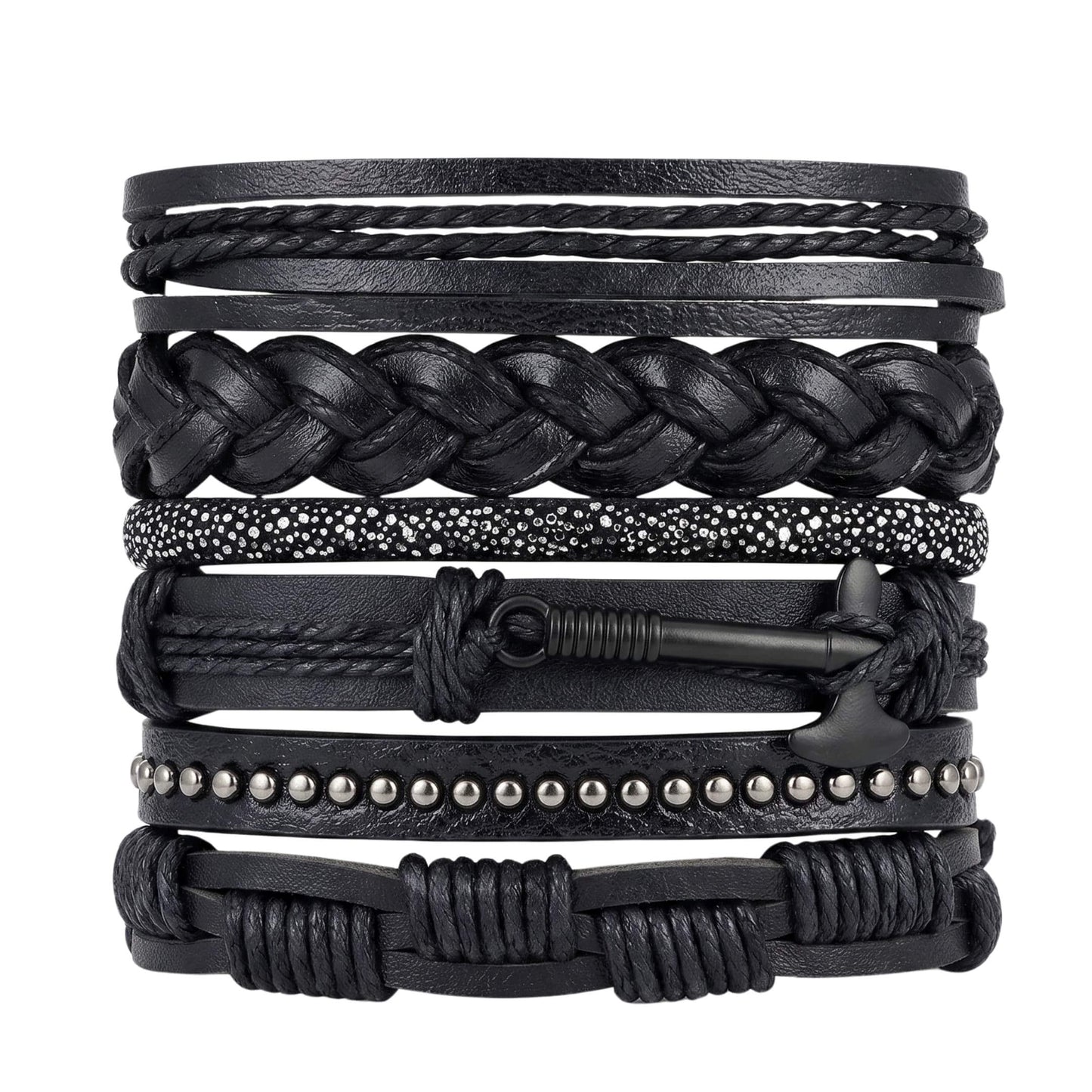 AXEFORGE - 6 Pcs Genuine Leather Adjustable Bracelet for Men & Boys — Leather Bracelet for Men | THE MEN THING