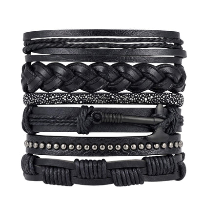 AXEFORGE - 6 Pcs Genuine Leather Adjustable Bracelet for Men & Boys — Leather Bracelet for Men | THE MEN THING