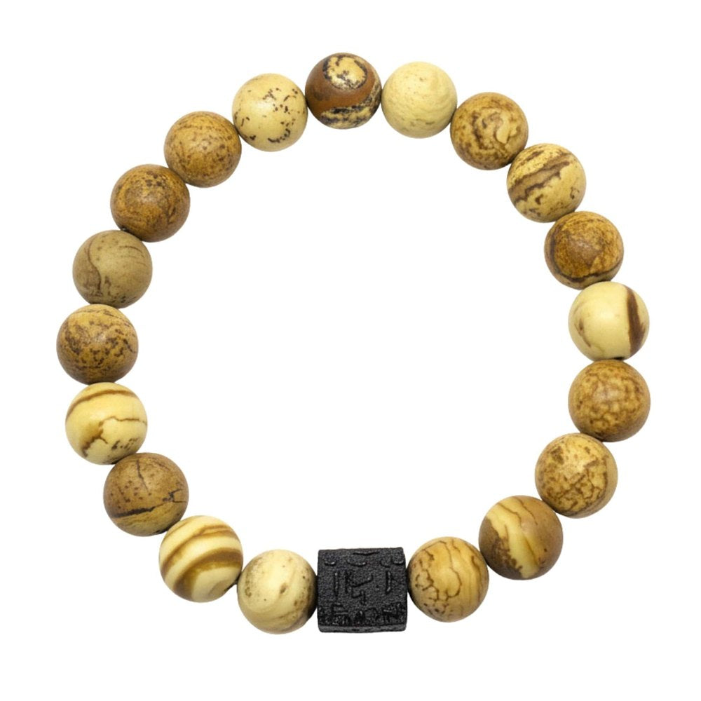 AXIS JASPER - 12mm Beads Bracelet with Natural Stone - Adjustable Bracelet - THE MEN THING