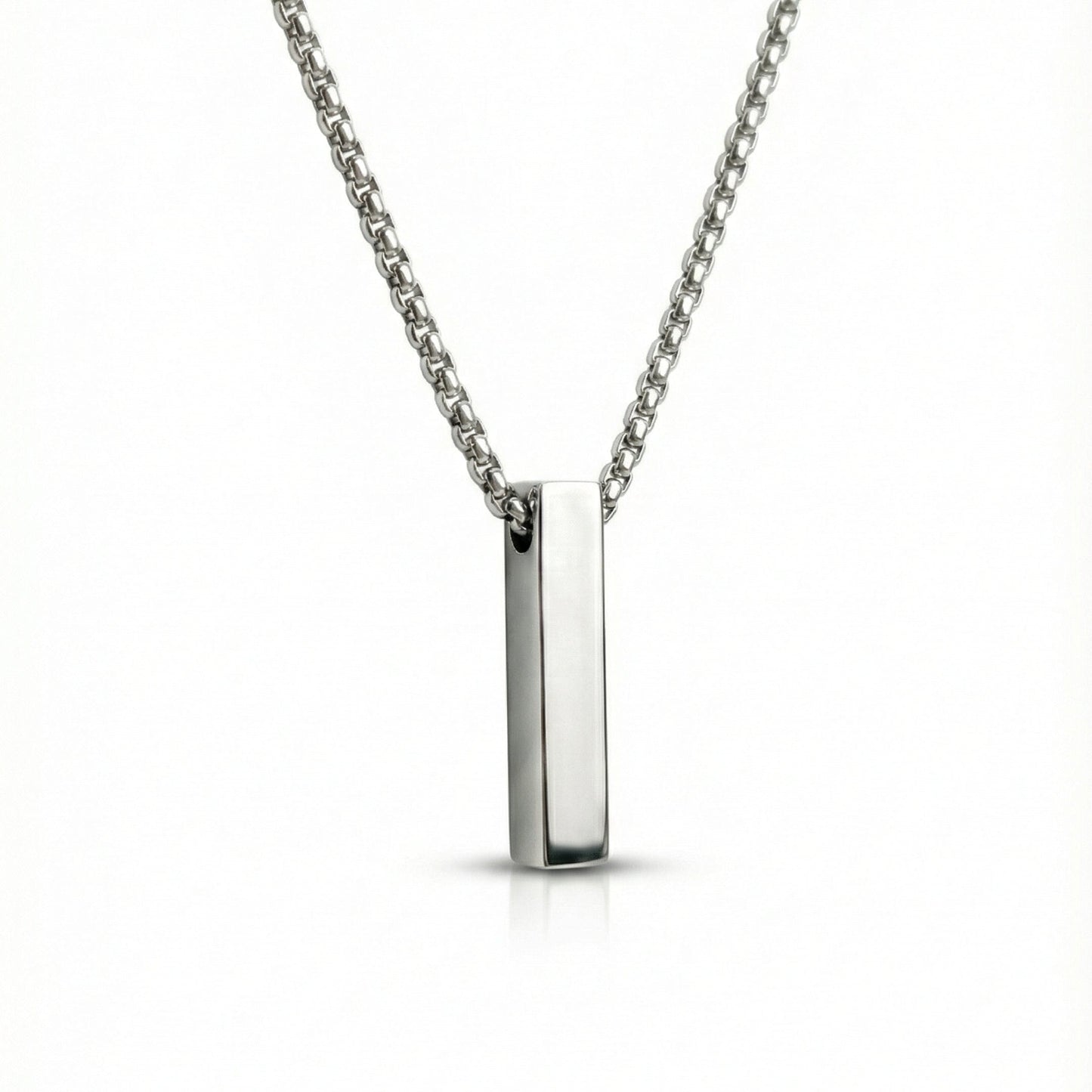 AXIS VERTICAL BAR - 6mm Pure Titanium Steel  Pendant with 24inch Round Box 4mm Chain for Men & Boys - THE MEN THING