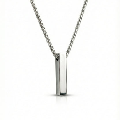 AXIS VERTICAL BAR - 6mm Pure Titanium Steel  Pendant with 24inch Round Box 4mm Chain for Men & Boys - THE MEN THING
