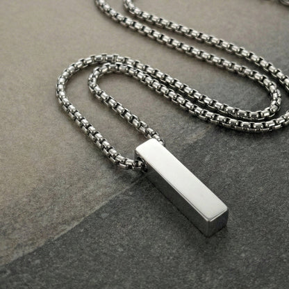 AXIS VERTICAL BAR - 6mm Pure Titanium Steel  Pendant with 24inch Round Box 4mm Chain for Men & Boys - THE MEN THING
