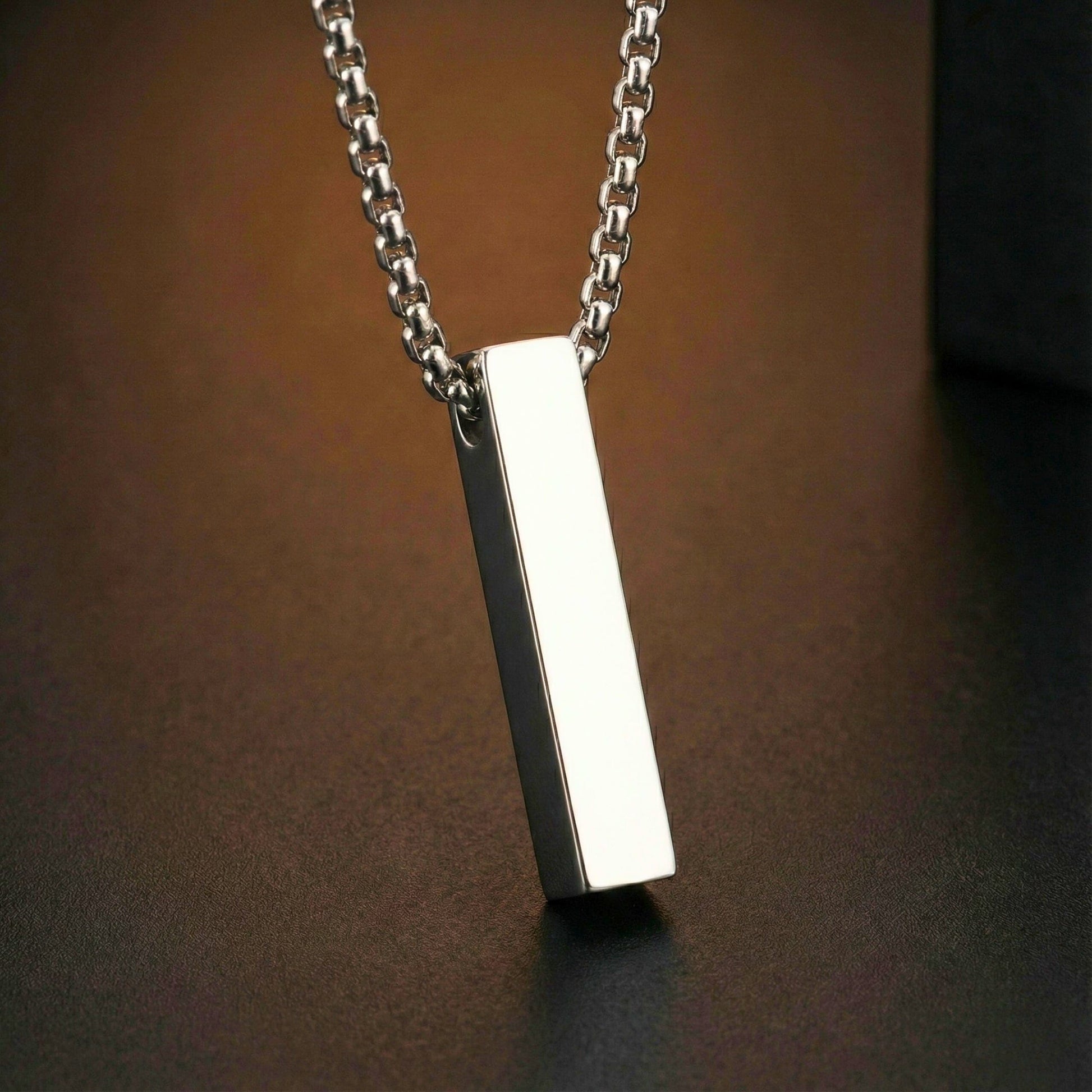 AXIS VERTICAL BAR - 6mm Pure Titanium Steel  Pendant with 24inch Round Box 4mm Chain for Men & Boys - THE MEN THING