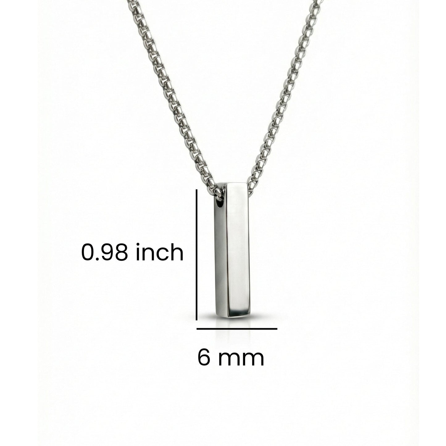 AXIS VERTICAL BAR - 6mm Pure Titanium Steel  Pendant with 24inch Round Box 4mm Chain for Men & Boys - THE MEN THING