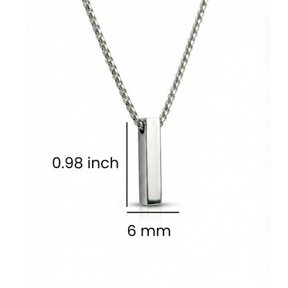 AXIS VERTICAL BAR - 6mm Pure Titanium Steel  Pendant with 24inch Round Box 4mm Chain for Men & Boys - THE MEN THING