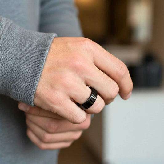 AZURE CORE - BLACK - Pure Stainless Steel Men’s Black - Plated Ring (Size : 17-22-23-27-29) - THE MEN THING